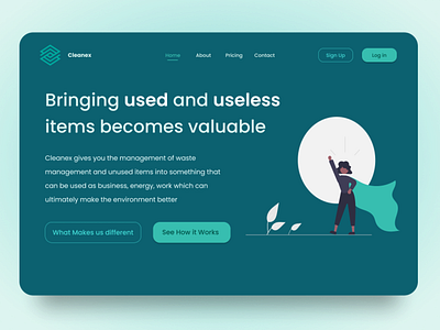 Cleanex - Management of Used Goods and Waste landing page ui web design
