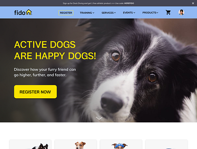 Dog Training, Services and Products Website Concept design dog ecommerce design product page ui ui design