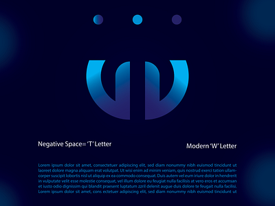 MODERN 'W' LETTER + NEGATIVE SPACE 'T' LETTER. branding design graphic design illustration logo logos typography ui ux vector