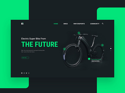 eBike Website Hero Section UI electric bike website electric cycle web design website ui