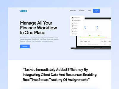 TaskDu - Finance Management Website UI Design design finance finance website ui ui design web design website ui