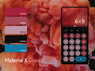 Material X Glass | Calculator App - Dark app calculator design glass glassmorphism material material you ux