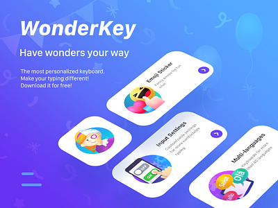 Banners of WonderKey app banners icon input keyboards ui design