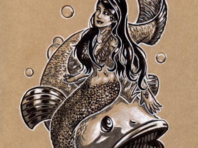 Mermaid drawing fish illustration ink mermaid