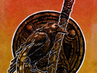 Raven & Axe axe battle illustration odin raven viking