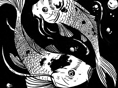Koi - Inktober 10 drawing fish illustration ink inktober koi