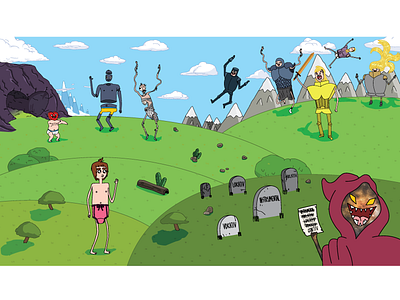 Why Does Language Change - Main Illustration adventure time armor baby cave death drawing mountains underware vector warrior warriors