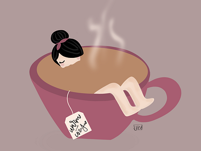 Tea Time art bath fall illustration procreate tea warm