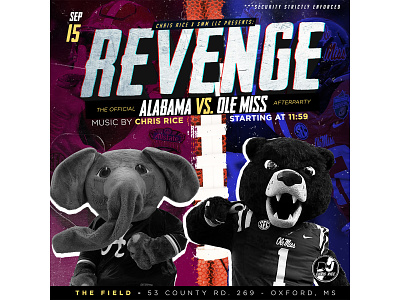 "Revenge" Official Alabama vs Ole Miss Promo art branding clean design flyer graphic design logo minimal typography