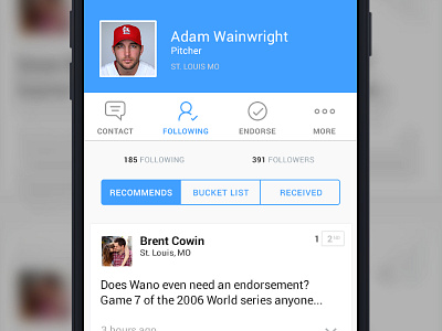 User Profile adam wainwright made with invision mobile product design profile ui ux