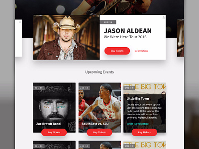 The guts of a venue site concerts country events made with invision ui ux