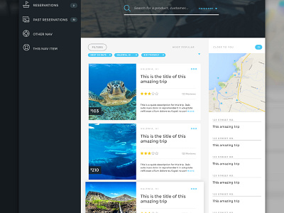 Travel Portal - customer side cards hawaii made with invision map travel trip ui ux