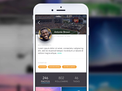 App profile app football made with invision mobile photos profile steelers ui ux