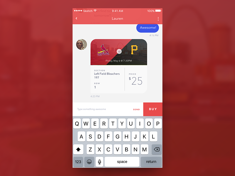 In Text Ticket Details & purchase option by Zach Smyth on Dribbble