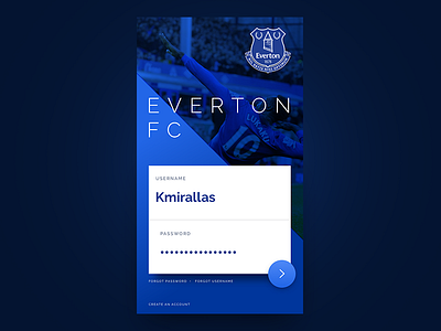 Everton FC Login Screen app epl everton everton fc ios mobile product design ui ux