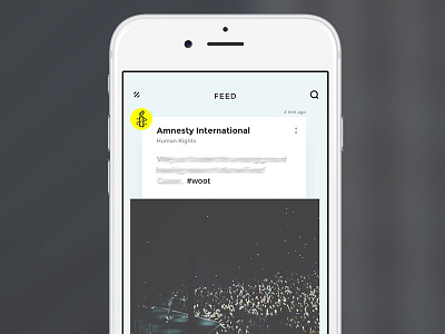 "Secret Project" - App Feed amnesty international app app feed feed mobile tiles ui ux