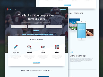 Homepage for new St. Louis Startup homepage responsive sketch sports st. louis ui ux