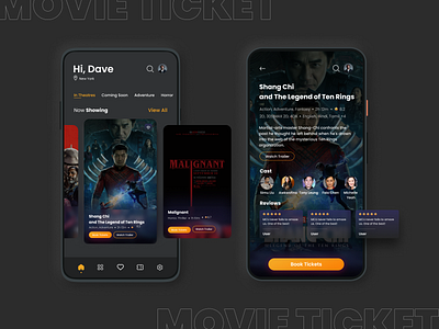 Movie Ticket App app art branding design graphic design icon minimal typography ui ux web website