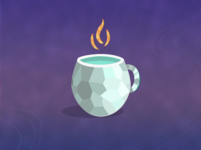 coffee with an edge coffee coffeemug drink fire flame handle hot icon illustration mug shadow teal