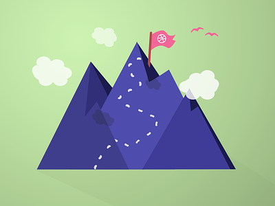 Dribbble Explore clouds dribbble explore footpaths hiking icon mountains pink purple travel