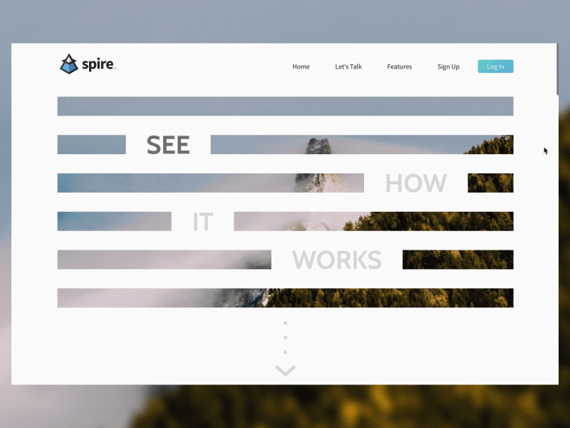 Spire Features animation features gif landing page parallax scrolling splash page ui web design web interface web ui