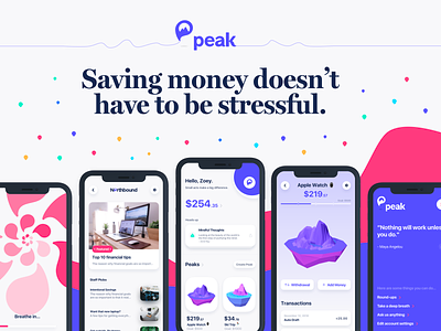 Peak - mindfulness for your money balloon design fintech ios money money app new app peak save save money savings