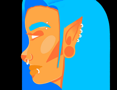 Elf Girl blue design digital painting digitalart earings elf graphic illustration illustration art orange photoshop woman