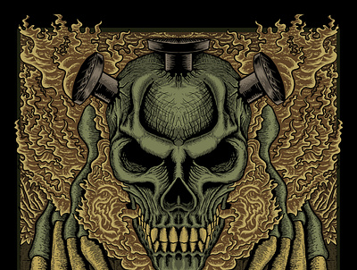 fear that ensnared chloting brand cover art dark art dark illustration metal band music production skull skull art skull illustration tshirt design