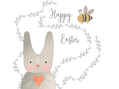 Happy Easter art bunny design easter happy illustration love