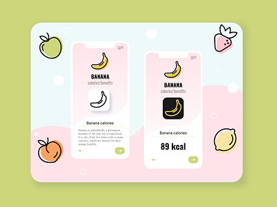 Healthy Food Mockup adobe app apple banana food fruits graphic design green health heart icon illustration lemon lineart love mockup outline set vector vegan