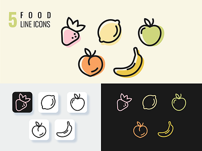 5 Healthy Food Line Icons