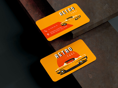 Mockup for Taxi Visit Card in Retro Style