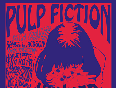 Pulp fiction psychedelic art design illustration typography