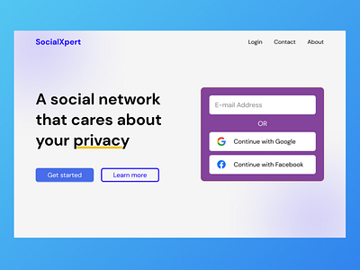 Social Network Landing Page design network privacy social socialnetwork ui ux website