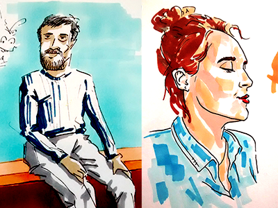 Promarker Portraits life drawing pen portrait promarkers sketchbook study