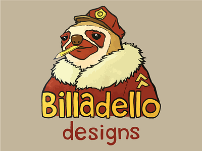 Billadello Designs brand cartoon illustration logo sloth