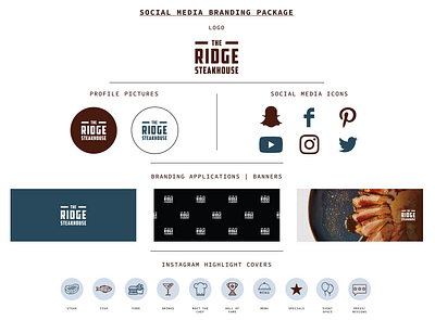 Social Media Branding Package: The Ridge Steakhouse banners brand design brand identity branding design facebook banner icon icons identity instagram instagram hightlights logo profile picture restaurant social media