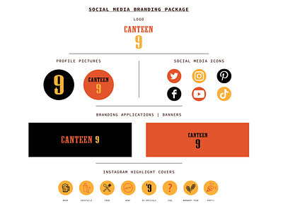 Social Media Branding Package: Canteen 9 brand brand design brand identity branding design facebook highlight covers icon identity instagram logo social media social media banner social media pack