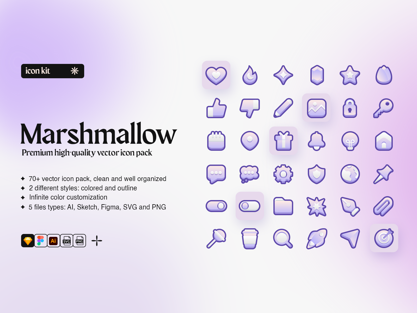 Marshmallow Premium Icon Kit bicolor figma gradient icon icon kit icon pack icons illustrator marshmallow outline outlined pack sketch stroke svg web