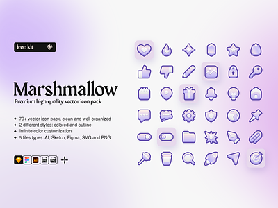 Marshmallow Premium Icon Kit bicolor figma gradient icon icon kit icon pack icons illustrator marshmallow outline outlined pack sketch stroke svg web