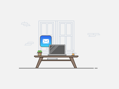 Mail Application on Desktop - Illustration app desktop icon illustration mail sketch svg