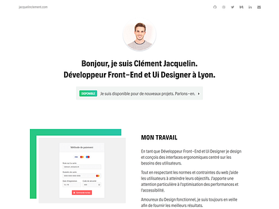 Personnal Website - Jacquelin Clément job personnal portfolio startup ui ux webdesigner website work