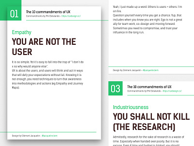 The 10 commandments of UX - Poster design green paper poster ui user ux