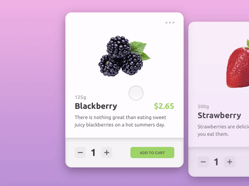 Fruits e-shop add to cart animation checkout e shop fruit interaction principle ui ux web