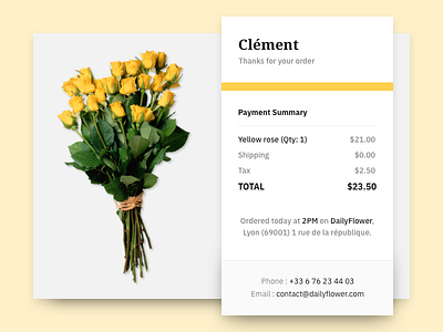 Flower Email Receipt dailyui email eshop flower order payment receipt startup ui website