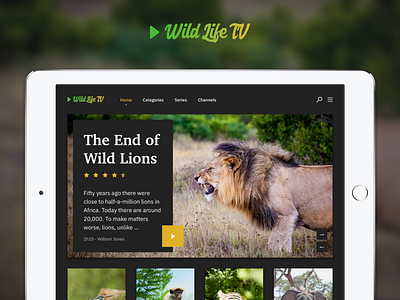 TV App Wild Life animals app appletv startup startup branding tv ui ux web wild