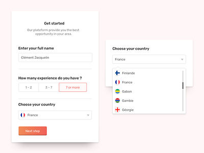 Dropdown UI app country dropdown form france gradient mobile select ui ux