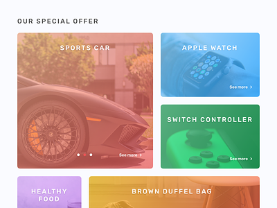 Special Offer apple bag car food gradient offer page product shop startup switch ui website