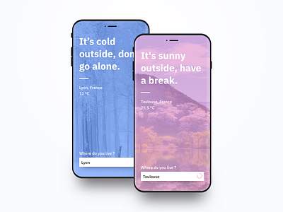 Minimalist Weather App android app bold cold color ios mobile startup sunny ui ux weather