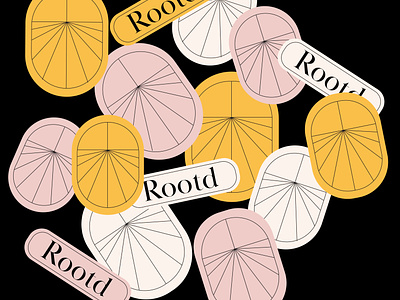 Rootd Stickers branding design flat icon illustration logo minimal typography vector